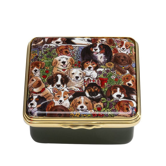 Halcyon Days Dogs Leave Pawprints On Your Heart Enamel Box