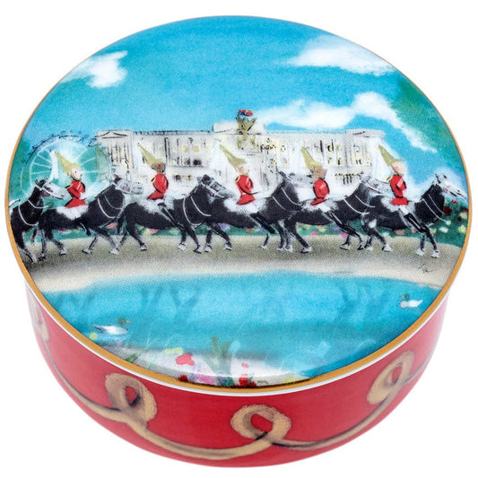 Halcyon Days Round Trinket Box - Life Guards On Parade
