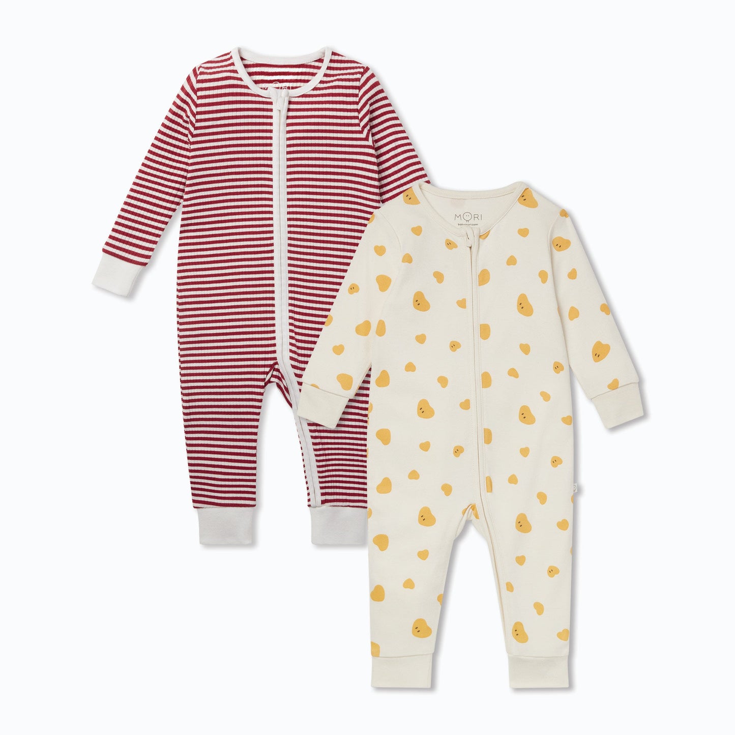 Hearts & Stripes Zip-Up Sleepsuit 2 Pack