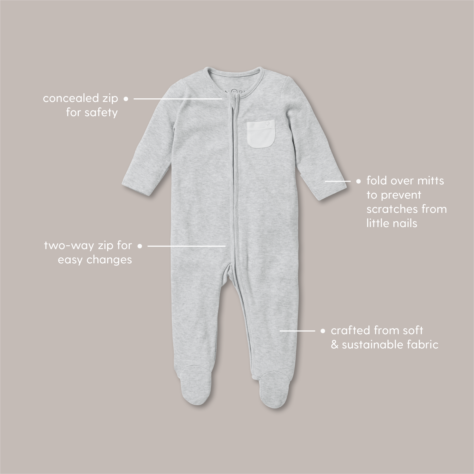 Hearts Clever Zip Sleepsuit