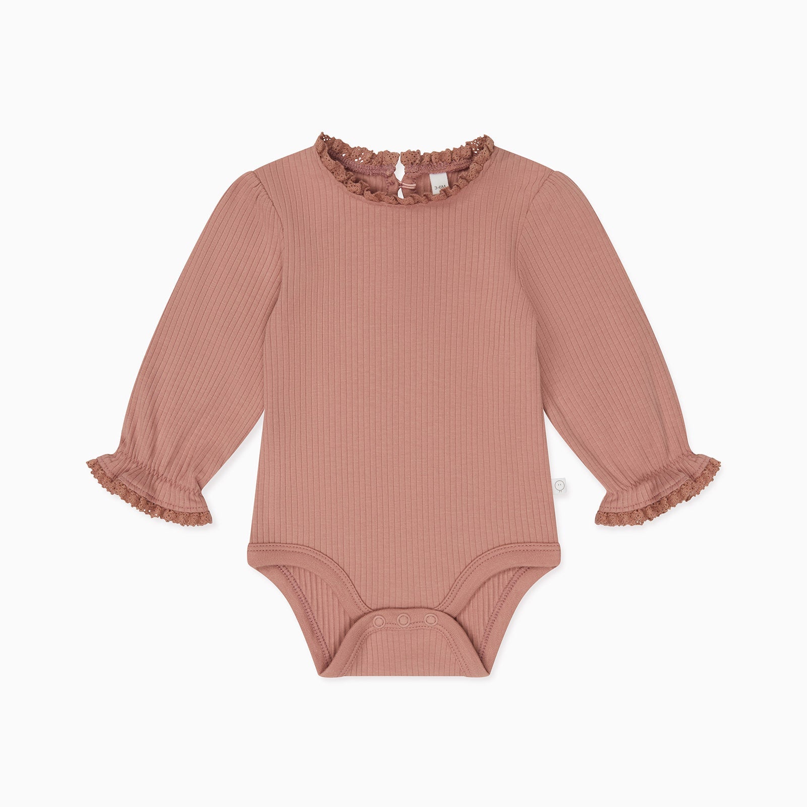 Frilled Ribbed Bodysuit - Rose