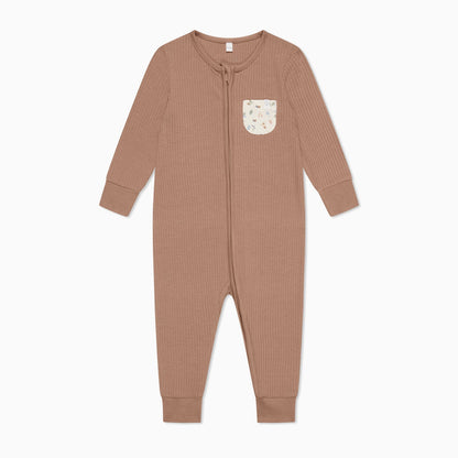 Bear Pocket Ribbed Clever Zip Sleepsuit