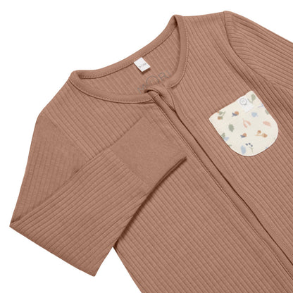 Bear Pocket Ribbed Clever Zip Sleepsuit