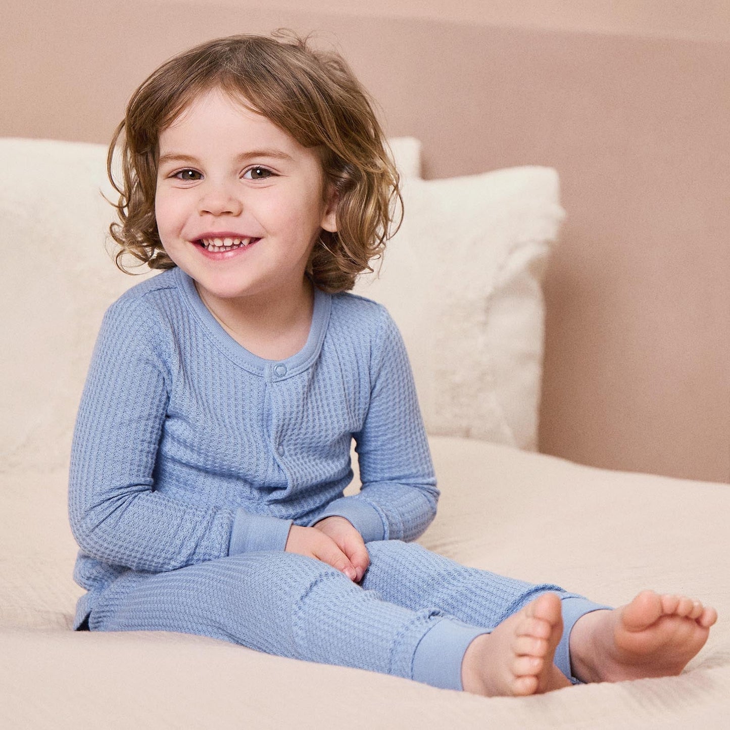 Bear Print & Waffle Pyjamas 2 Pack