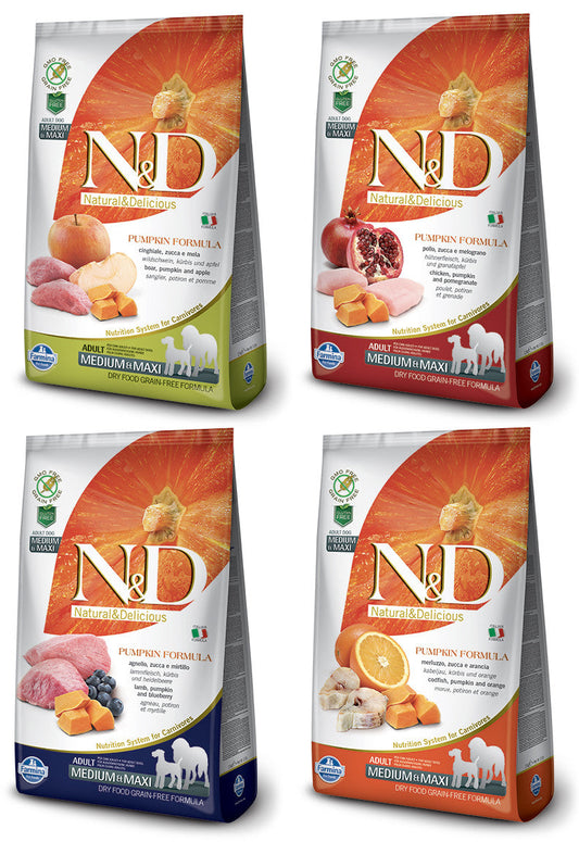 Farmina N&D Pumpkin Grain-Free for Adult Medium and Maxi Breeds Dry Dog Food