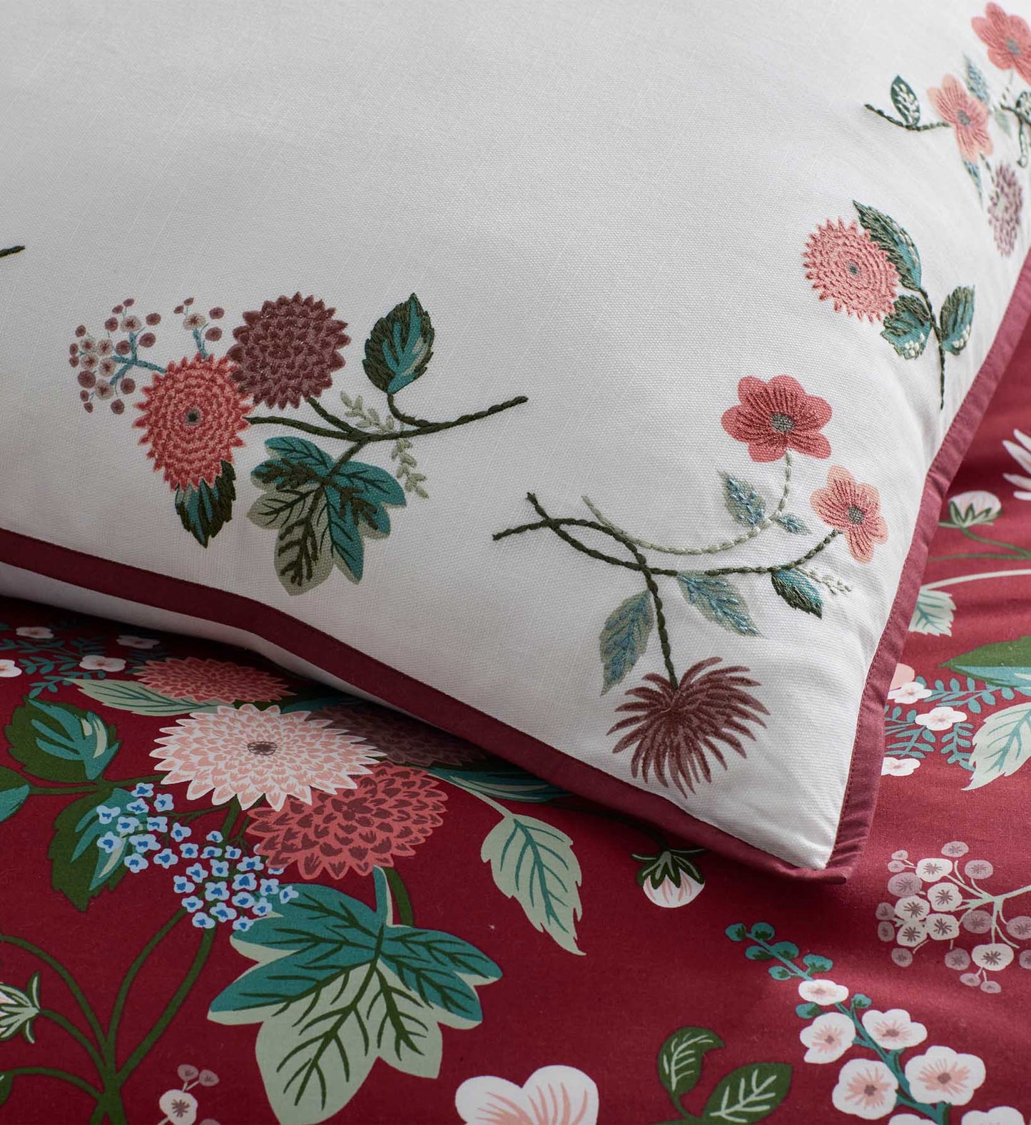 Embroidered Pillow Cover - Dahlia Ivory