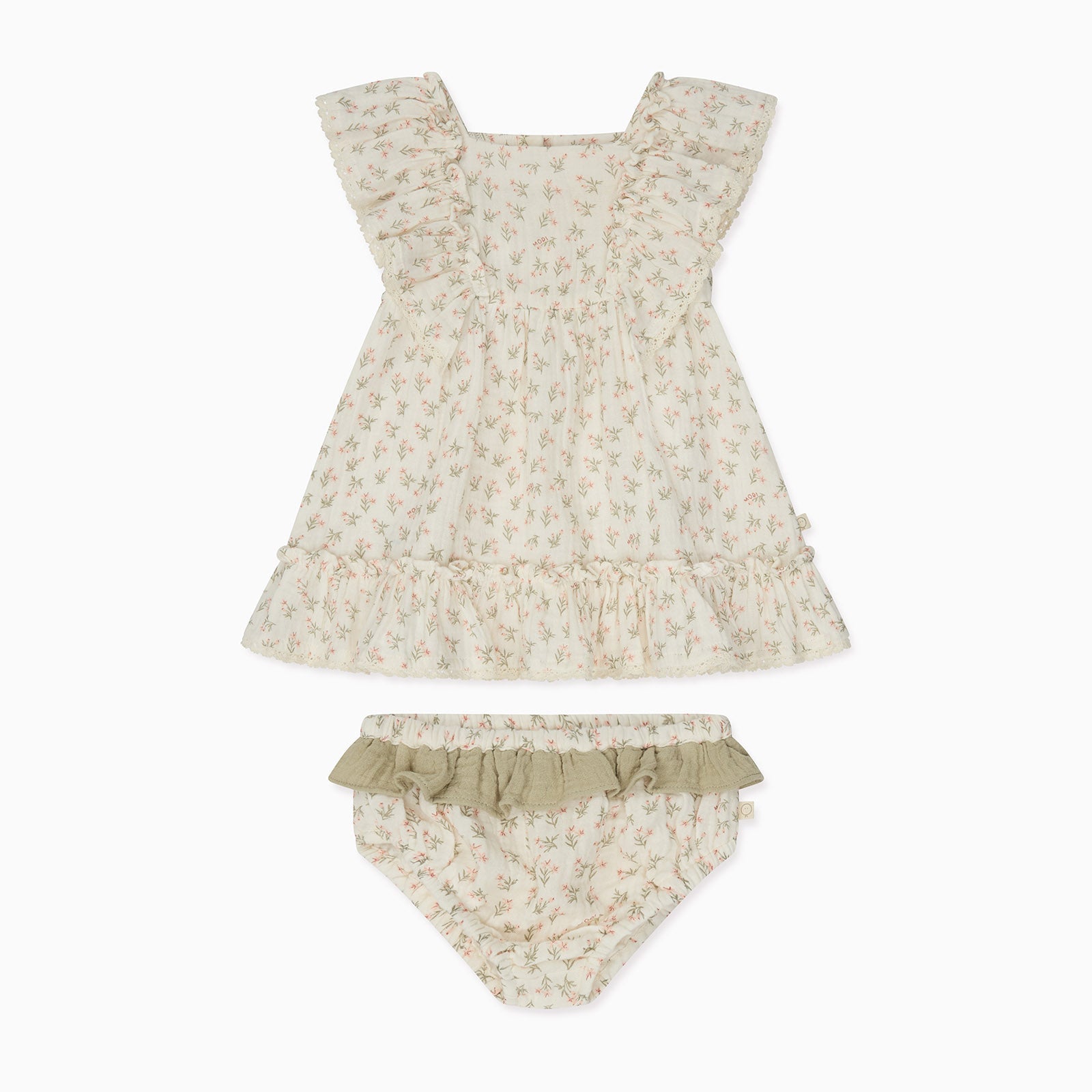 Floral Muslin Frilled Dress (& Knickers)