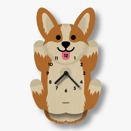 Corgi Pendulum Clock -wood