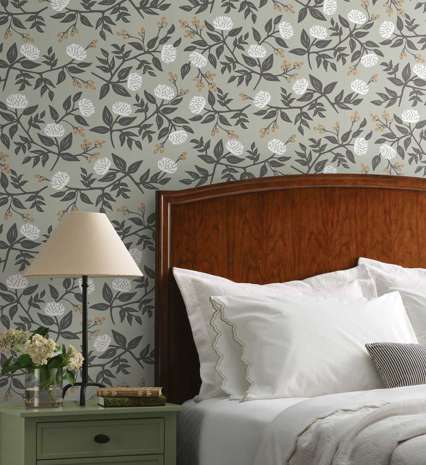 Peonies Peel & Stick Wallpaper Sample - Smoke