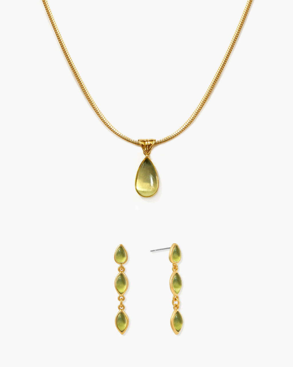 Waterdrop Necklace & Olive Marquise Earrings Set