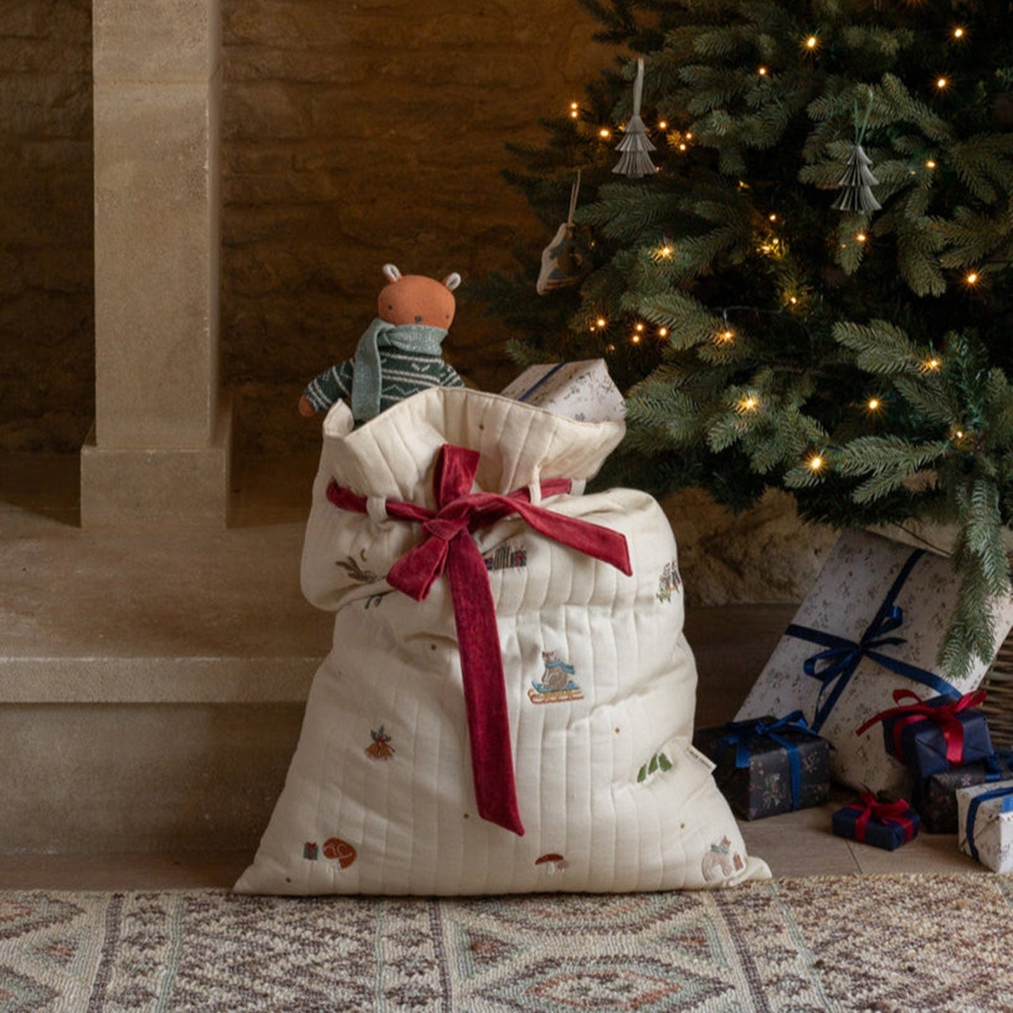 Avery Row Christmas Present Sack - Bear Cub