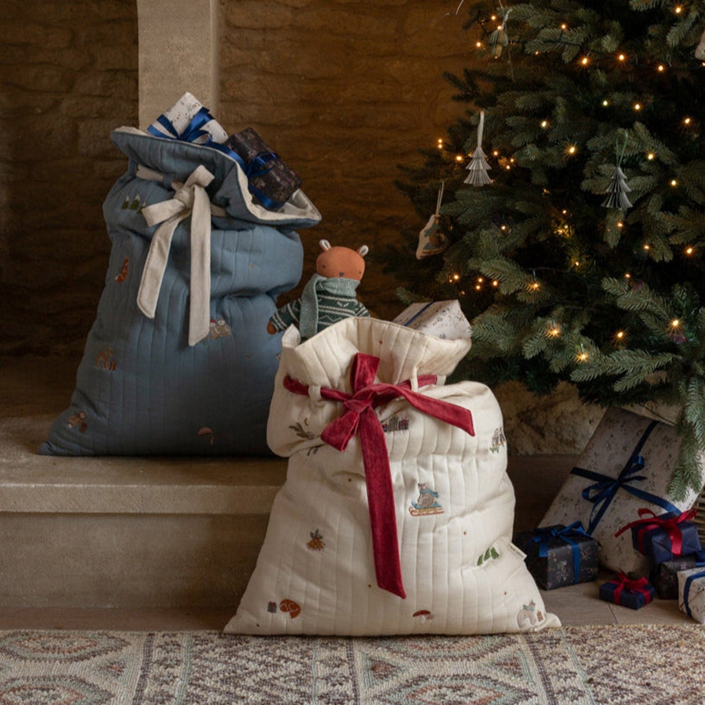 Avery Row Christmas Present Sack - Bear Cub
