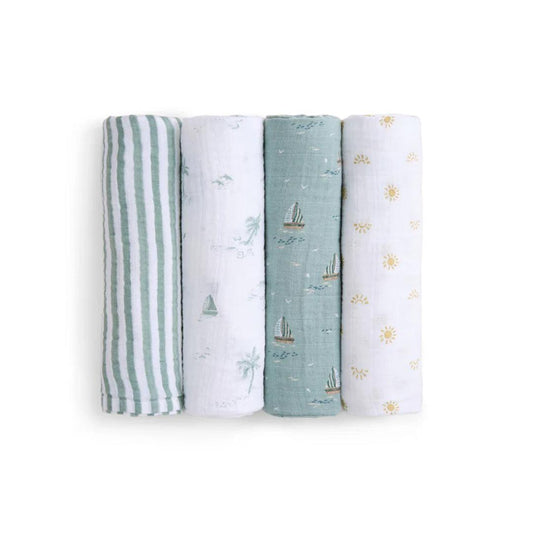 aden + anais Organic Cotton Swaddles - 4 Pack - Sailing Seas