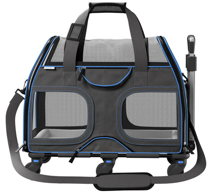 Luxury Rider Pet Carrier with Removable Wheels - 4 Colors: Black and Blue