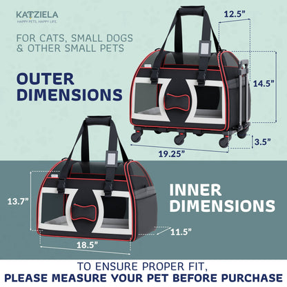 Bone Cruiser Pet Carrier with Removable Wheels - 2 Options: Gray and Red