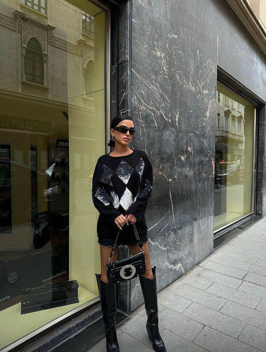 Black sequin sweaters one size - oneinmelon