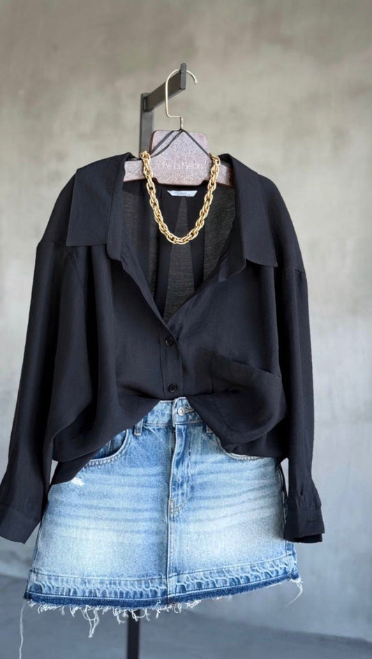 Black Viscose Shirts One Size