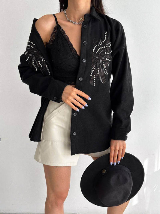 Black Winter Flannel Shirt - oneinmelon