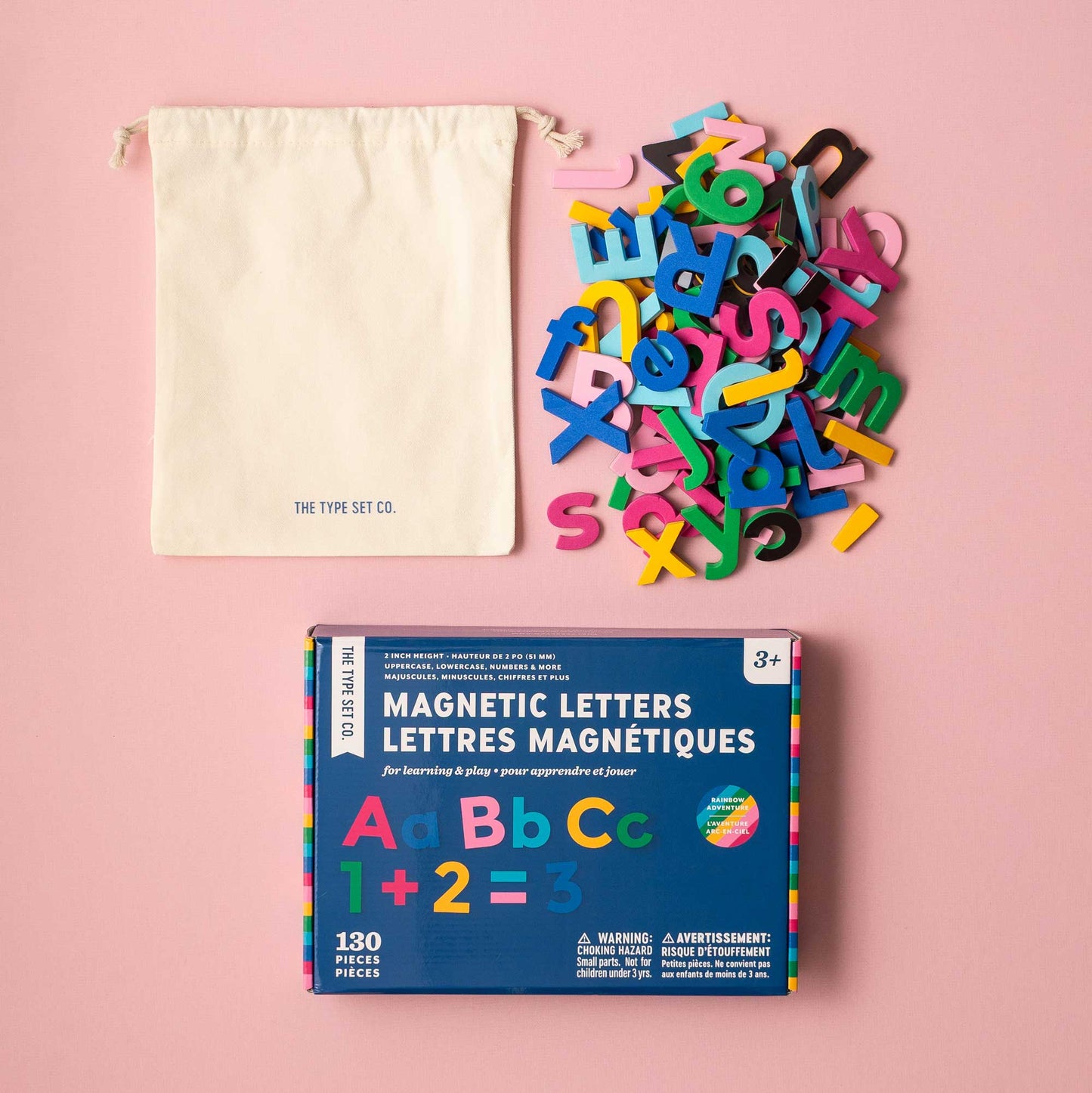 2" Uppercase + Lowercase Rainbow Adventure Magnetic Letters + Numbers -130pcs