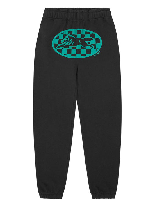 check-pattern track pants
