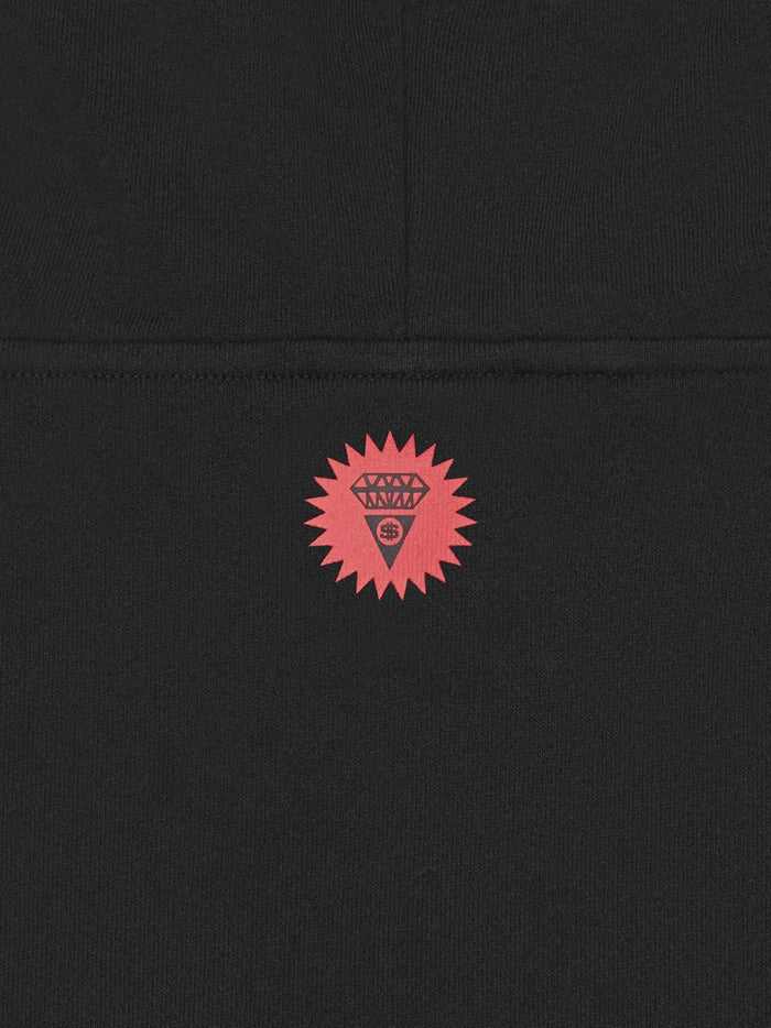 check-pattern wolf graphic hoodie