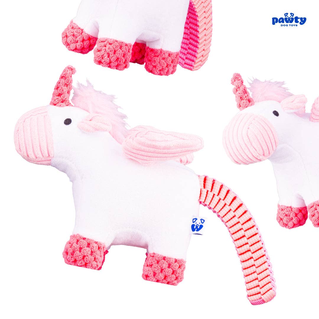 PAWTY Dog Toys - PAWTY Unicorn Dog Toy – Plush Magical Squeaky Toy with Crinkle Wings – Soft & Durable Chew Companion – Cute Fantasy Gift for Dogs – Ideal for Small & Medium Dogs