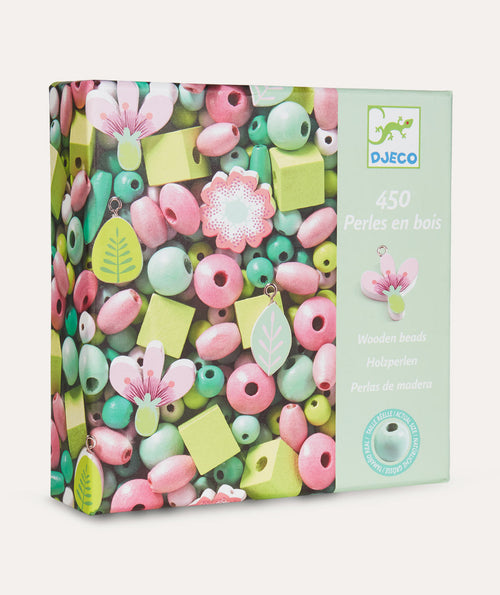 Djeco Wooden Beads, Leaves and Flowers Set