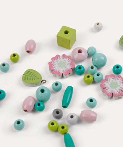 Djeco Wooden Beads, Leaves and Flowers Set