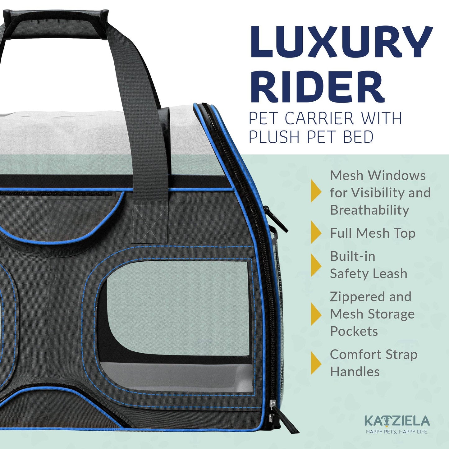 Luxury Rider Pet Carrier with Removable Wheels - 4 Colors: Black and Blue