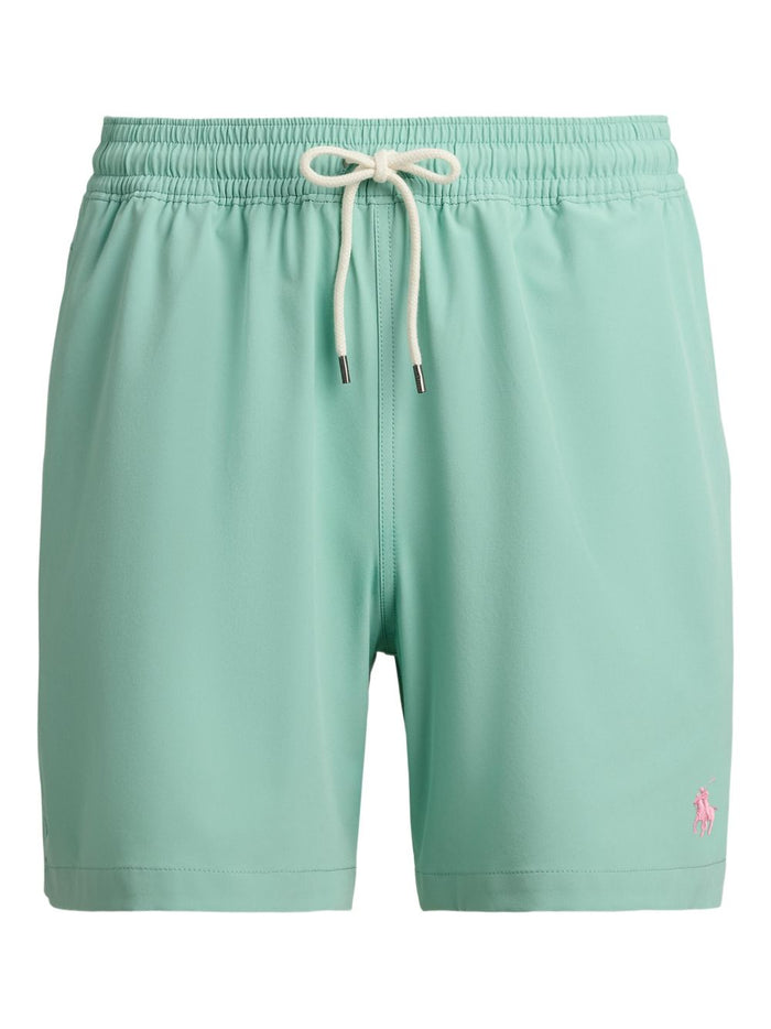 embroidered drawstring swim shorts