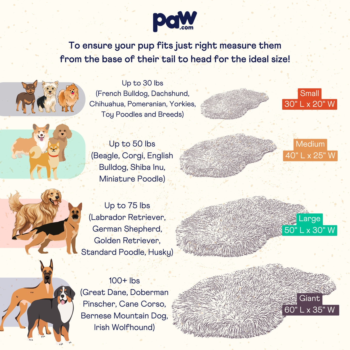 Paw Brands - PupRug by Paw.com™ Faux Fur Orthopedic Dog Bed - Curve Sable Tan
