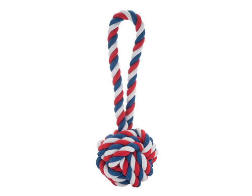 Jax & Bones Knot Rope Dog Toy Red, White and Blue Small 3"