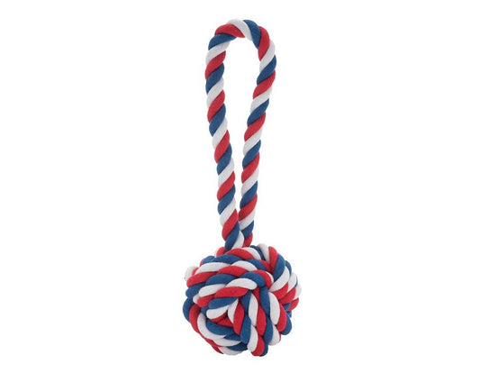 Jax & Bones Knot Rope Dog Toy Red, White and Blue Small 3"