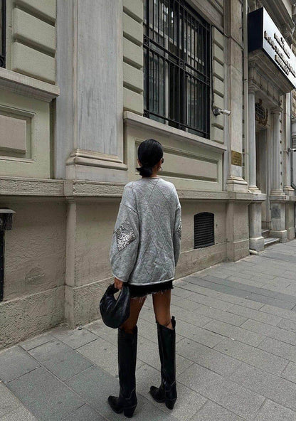 Grey sequin sweaters one size - oneinmelon