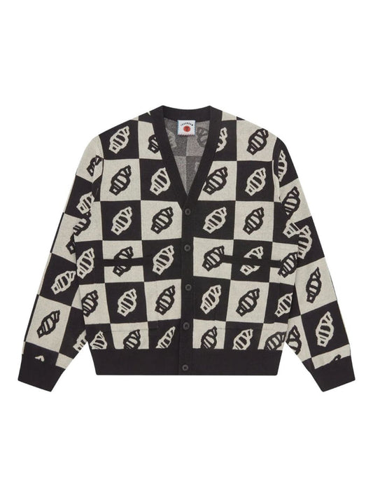 leaf-motif knitted cardigan