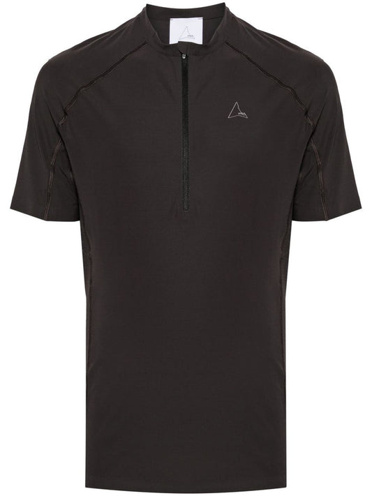 Logo-Print Zip-Up T-Shirt