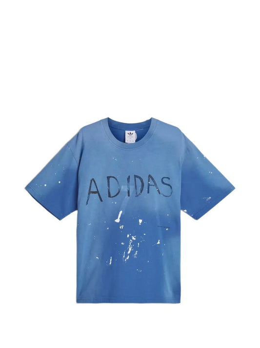 x Adidas paint-splatter logo-print T-shirt