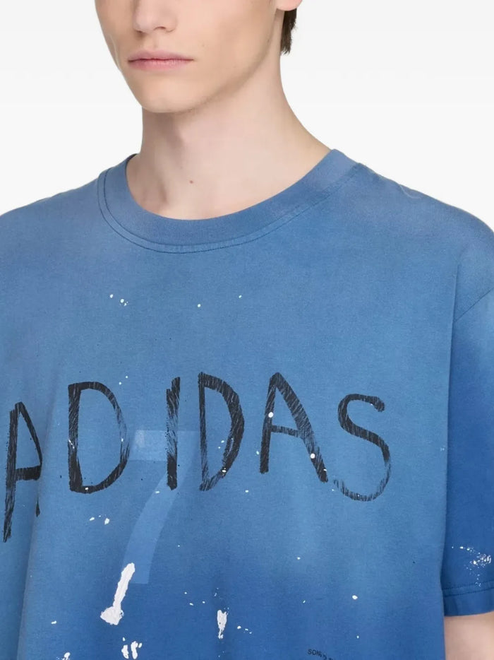 x Adidas paint-splatter logo-print T-shirt