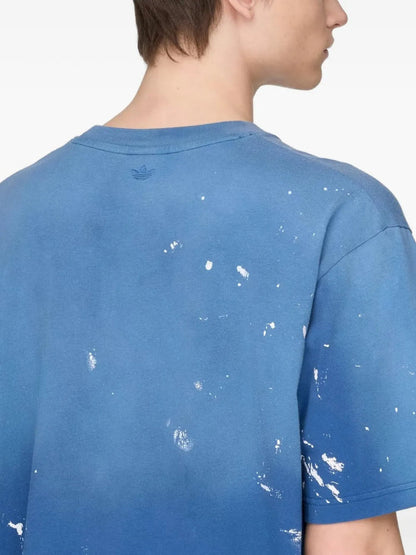 x Adidas paint-splatter logo-print T-shirt