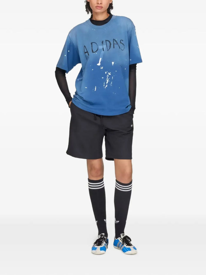 x Adidas paint-splatter logo-print T-shirt