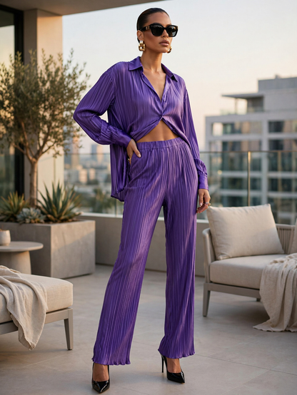 Purple Pleated Coord Set