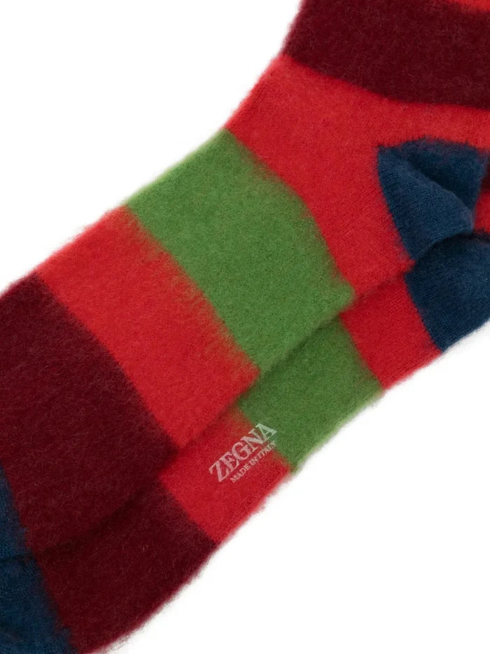 Rainbow-Striped Mid-Calf Socks