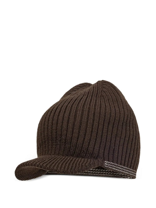 ribbed-peaked beanie-hat