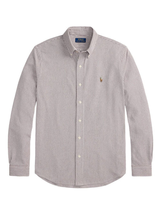 striped button-up shirt
