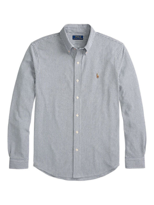 striped button-up shirt