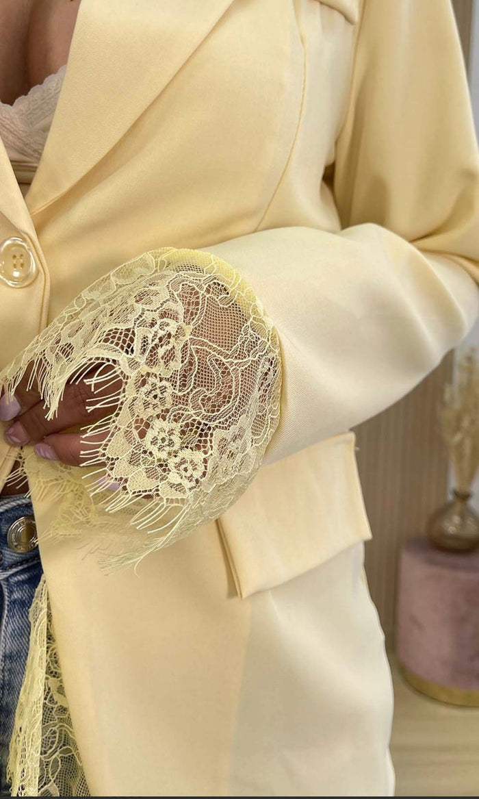 Yellow Lace Blazer